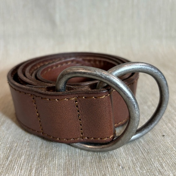 AMERICAN EAGLE Double D Metal  Closure Smooth Leather Belt in Brown - Picture 1 of 5